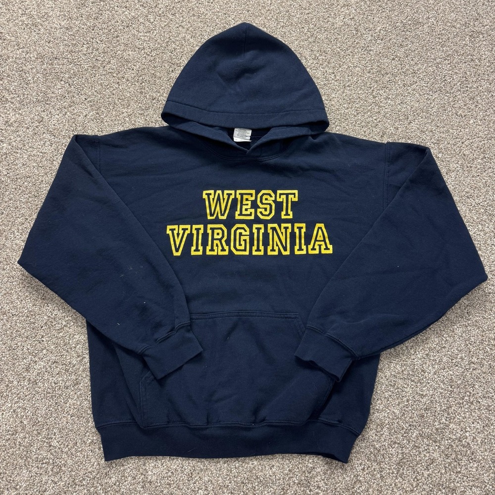 West Virginia Mountaineers Hoodie Mens Medium Blue NCAA Gildan Sweatshirt